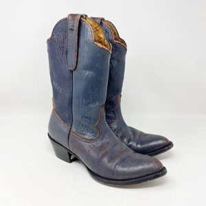 YIPPEE KI YAY OLD GRINGO Western Boots Women 7 Leather Scales Blue Gray